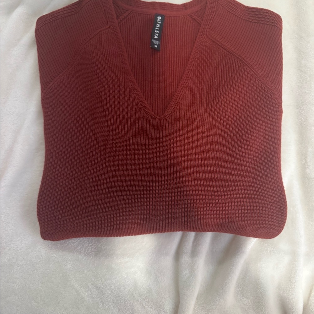 Athleta V-Neck Sweater in Deep Red